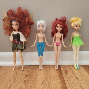 Disney Fairies Lot of 4 Dolls Zarina, Periwinkle, Rosetta, Tinkerbell